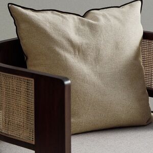 New H&M linen blend cushion cover black trim